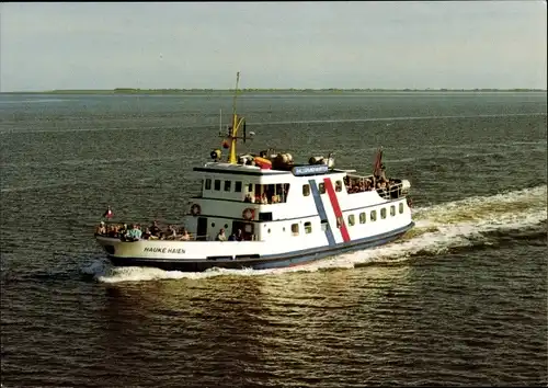 Ak Hallig Hooge in Nordfriesland, Hauke Haien, Fahrgast-Motorschiff, Halligreederei