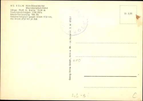 Ak Salondampfer MS Köln, Köln Düsseldorfer Deutsche Rheinschifffahrt AG