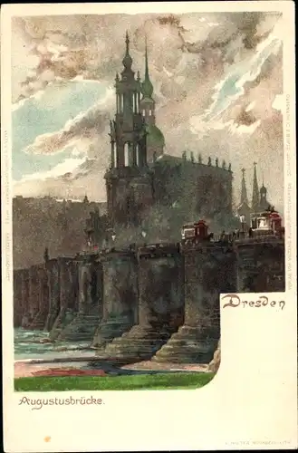 Litho Dresden Altstadt, Augustusbrücke