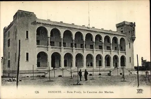 Ak Bizerte Tunesien, Baie Ponty, la Caserne des Marins