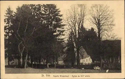 Ak Saint Vith Sankt Vith Wallonien Lüttich, Kapelle Wiesenbach, Kirche