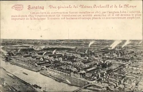Ak Seraing Wallonien Lüttich, Vue générale des Usines et de la Meuse
