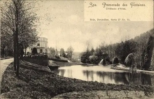 Ak Spa Wallonien Lüttich, Promenade des Fontaines, Château d'Alsa