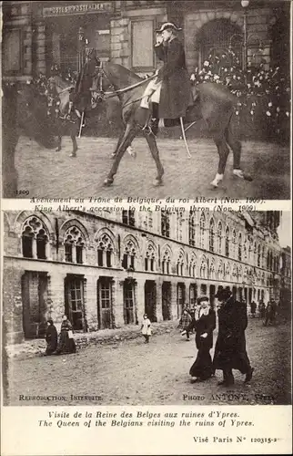 Ak Ypres Ypern Flandern, King Albert's accession to the Belgium thron, Belgian Queen visite