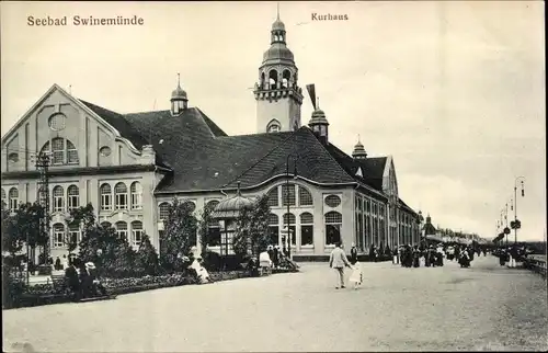 Ak Świnoujście Swinemünde Pommern, Kurhaus, Promenade