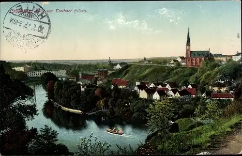 Ak Kröllwitz Halle an der Saale, Blick vom Trothaer Felsen auf die Stadt