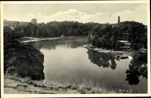 Ak Halle an der Saale, Flusspartie