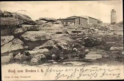 Ak Brocken Nationalpark Harz, Brockenhaus, Brockenturm