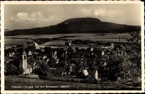 Ak Cranzahl Sehmatal im Erzgebirge, Panorama mit dem Bärenstein, Kirche