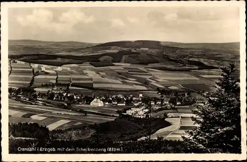 Ak Cranzahl Sehmatal im Erzgebirge, Panorama mit dem Scheibenberg