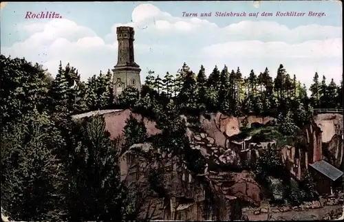 Ak Rochlitz an der Mulde, Turm und Steinbruch auf dem Rochlitzer Berg