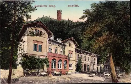Ak Rochlitz, Rochlitzer Berg, Friedrich August Turm, Hotel und Pension Rochlitzer Berg
