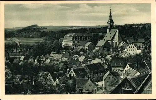 Ak Wechselburg in Sachsen, Teilansicht, Kirche