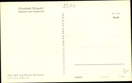 Ak Grumbach Jöhstadt im Erzgebirge Sachsen, Gasthof zum Erbgericht