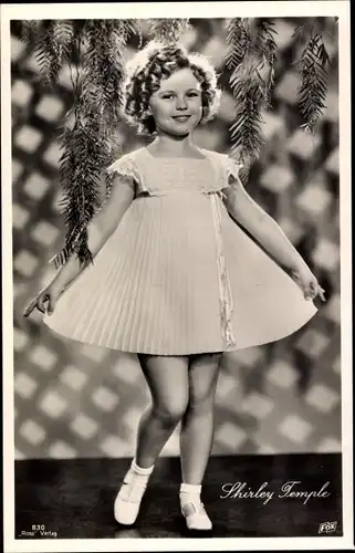 Ak Schauspielerin Shirley Temple, Portrait im Kleid