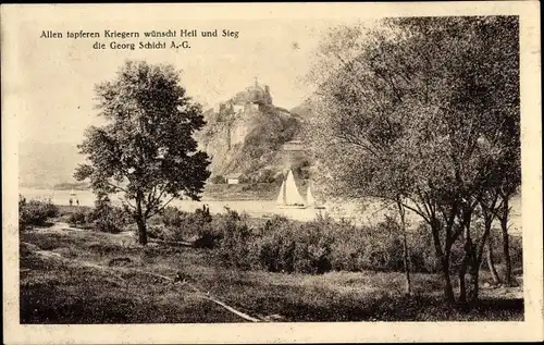 Ak Ústí nad Labem Aussig Elbe Stadt, Burg Schreckenstein, Georg Schicht AG