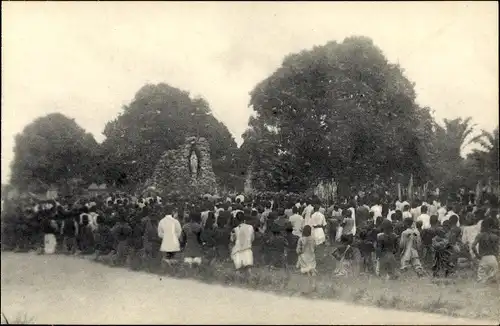 Ak Congo, Mission, Grot van O.L.V. van Lourdes le Nieuw Antwerpen