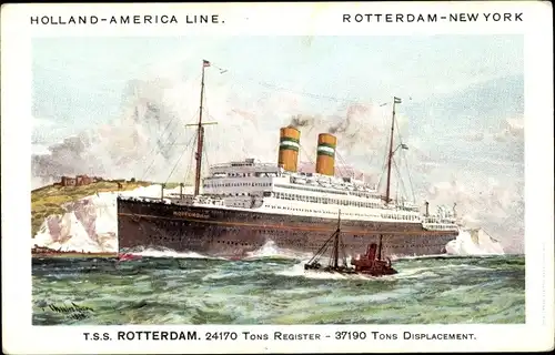 Künstler Ak Dampfer SS Rotterdam, Holland America Line HAL