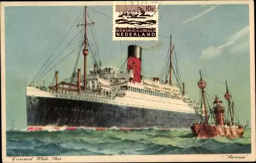 Ak Dampfer RMS Ascania, Cunard White Star Line