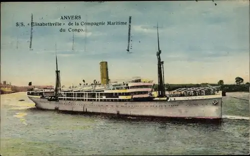 Ak Anvers Antwerpen Flandern, SS Elisabethville, Compagnie Belge Maritime du Congo