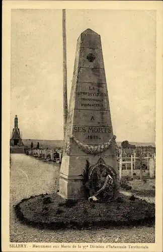 Ak Sillery Marne, Gefallenendenkmal, Ehrenkranz