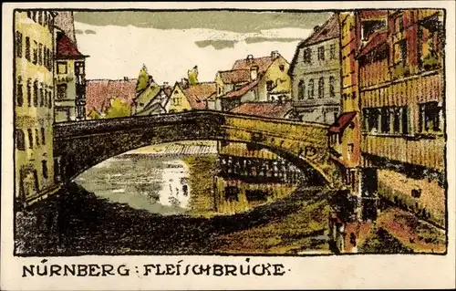 Steindruck Ak Schmidt Wolfratshausen, Kare, Nürnberg in Mittelfranken Bayern, Fleischbrücke, No. 29