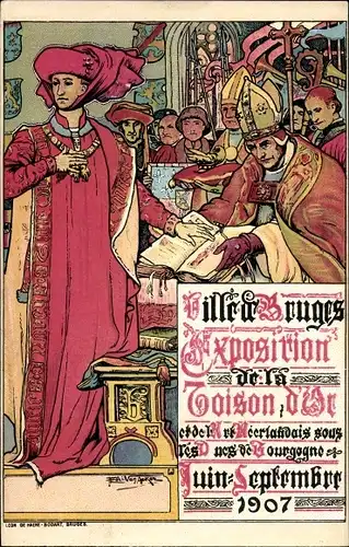 Künstler Ak Bruges, Exposition de la Toison d'Or, Juni-September 1907, Goldenes Fließ