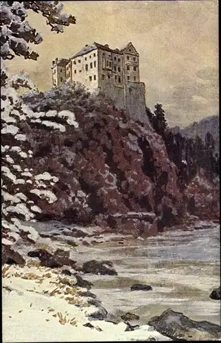 Künstler Ak Orlík nad Vltavou Altsattel Südböhmen, Burg Orlik