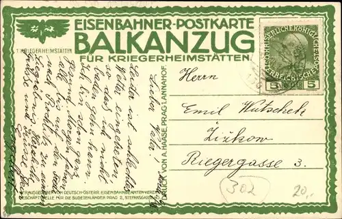 Ak Eisenbahner Postkarte, Balkanzug für Kriegerheimstätten, Bauer auf dem Feld