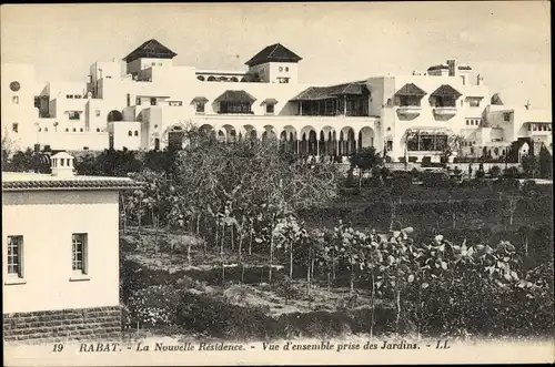 Ak Rabat Marokko, La Nouvelle Residence, Vue d'ensemble prise des Jardins