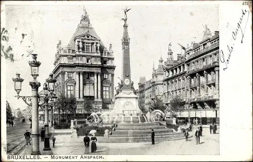 Ak Bruxelles Brüssel, Monument Anspach