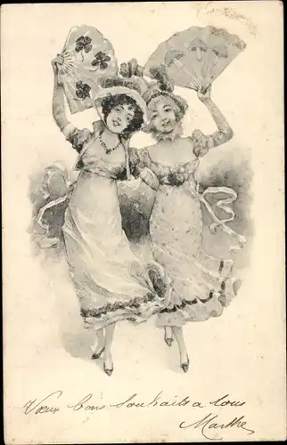 Ak Zwei Frauen mit Fächer