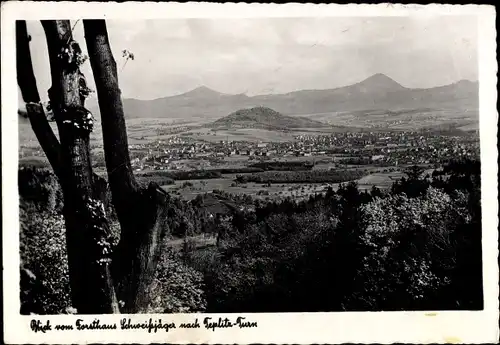 Ak Trnovany Turn Teplice Teplitz Schönau Region Aussig, Blick vom Forsthaus Schweißjäger