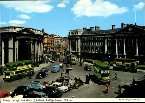 Ak Dublin Irland, Trinity College and Bank of Ireland, College Green