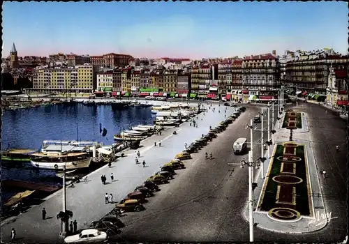 Ak Marseille Bouches du Rhône, Quai des Belges et Jardin