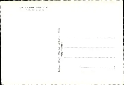 Ak Colmar Kolmar Elsass Haut Rhin, Place de la Sinne