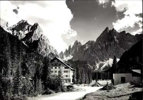 Ak Sesto Sexten Trentino Südtirol, Hotel Dolomiten Hof, Val Fiscalina, Fischleintal, Panorama