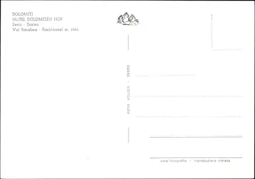 Ak Sesto Sexten Trentino Südtirol, Hotel Dolomiten Hof, Val Fiscalina, Fischleintal, Panorama