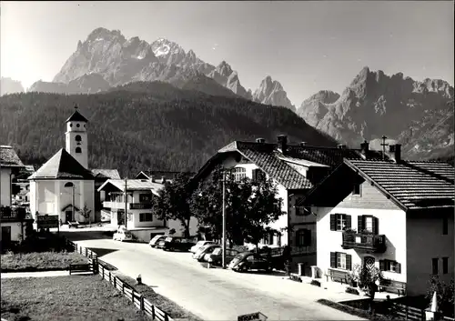 Ak Moso di Sesto Moos Sexten Südtirol, Dolomiti, Teilansicht des Ortes mit Kirche
