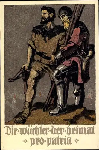 Ganzsachen Künstler Ak Schweizer Bundesfeier 1910, Die Wächter der Heimat, Pro Patria, Tell