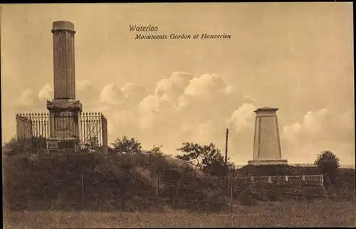 Ak Waterloo Wallonien Wallonisch Brabant, Monuments Gordon et Hanovrien