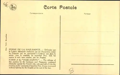 Ak Waterloo Wallonisch Brabant, Ferme de la Haie Sainte