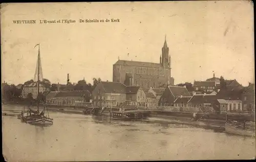 Ak Wetteren Ostflandern, De Schelde en de Kerk
