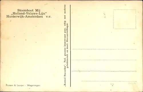 Ak Harderwijk Amsterdam Holland Veluwe Lijn, Stoomboot Mijn