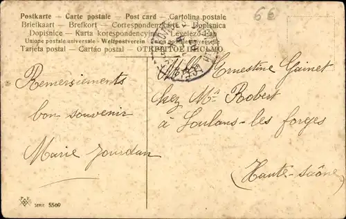 Präge Ak Je vous aime, Frauenhand, Vergissmeinnicht