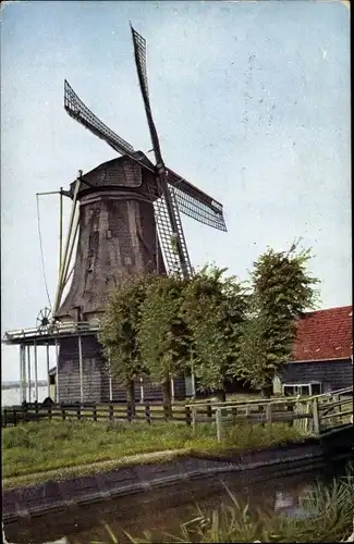 Ak Windmühle, Kanal, Bäume