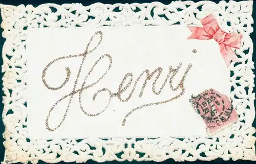 Stoff Buchstaben Ak Vorname Henry, Stoffschleife