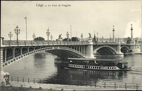 Ak Liège Lüttich Wallonien, Le Pont de Fragnée, Brücke, Schiff