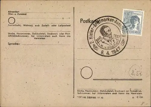 Ak 2. Kieler Briefmarkenausstellung 1947, Heinrich von Stephan