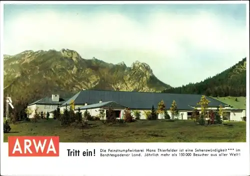 Ak Bischofswiesen Oberbayern, Arwa, Feinstrumpfwirkerei Hans Thierfelder